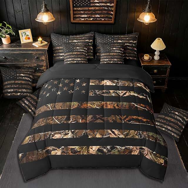 Feelyou American Flag Pink Camouflage Queen Bedding Set