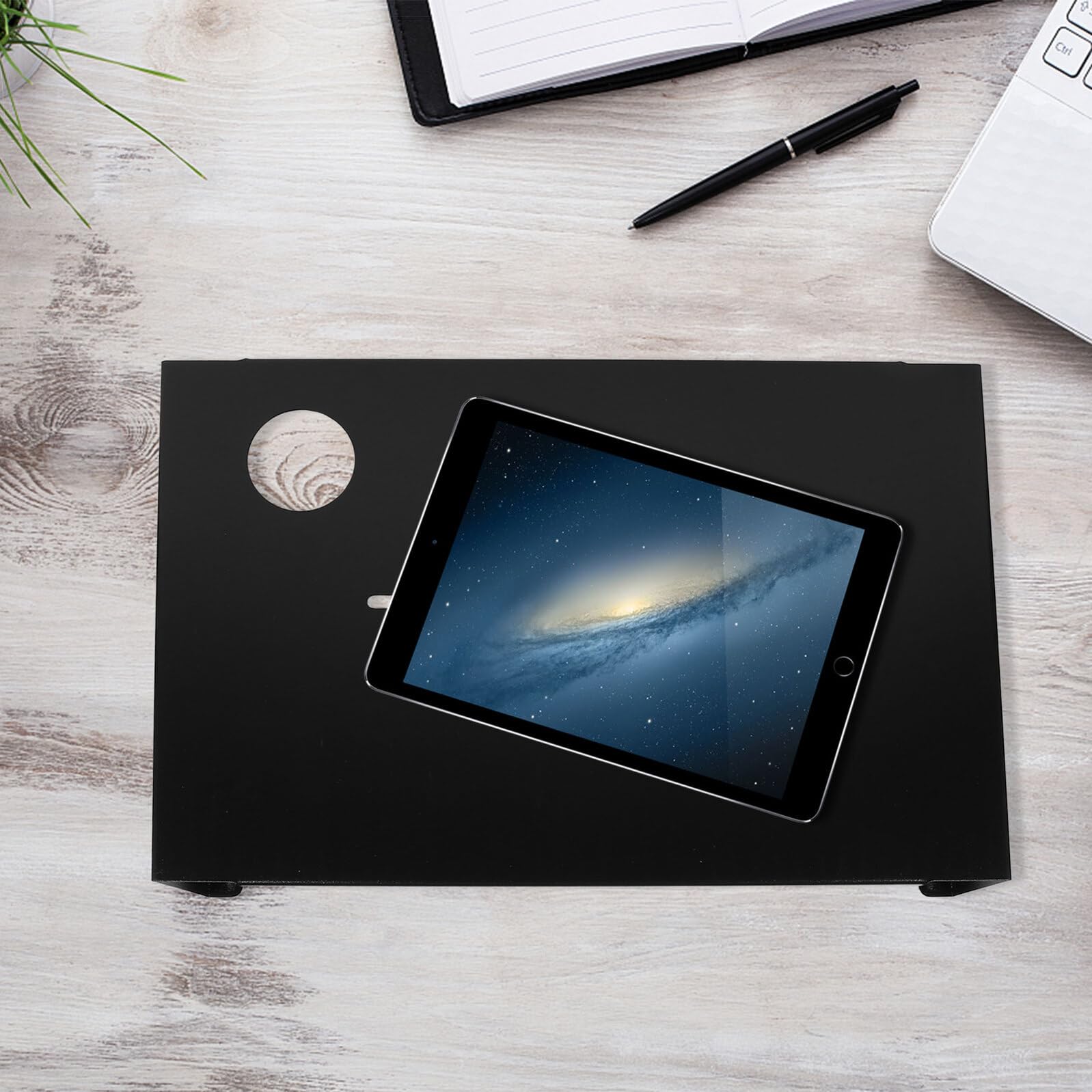 Toddmomy Supporto Monitor da Scrivania in Acciaio Nero Base Antiscivolo e Design Elegante per Aumentare Altezza e Organizzare Scrivania in Ufficio o Casa