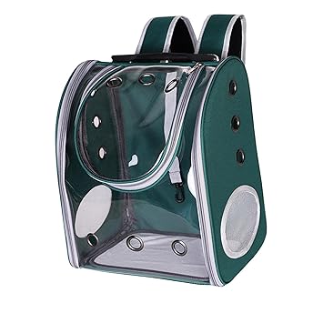 Aswadh Pet Carrier Bag Breathable Dog Outdoor Travel Transparent Backpack Green