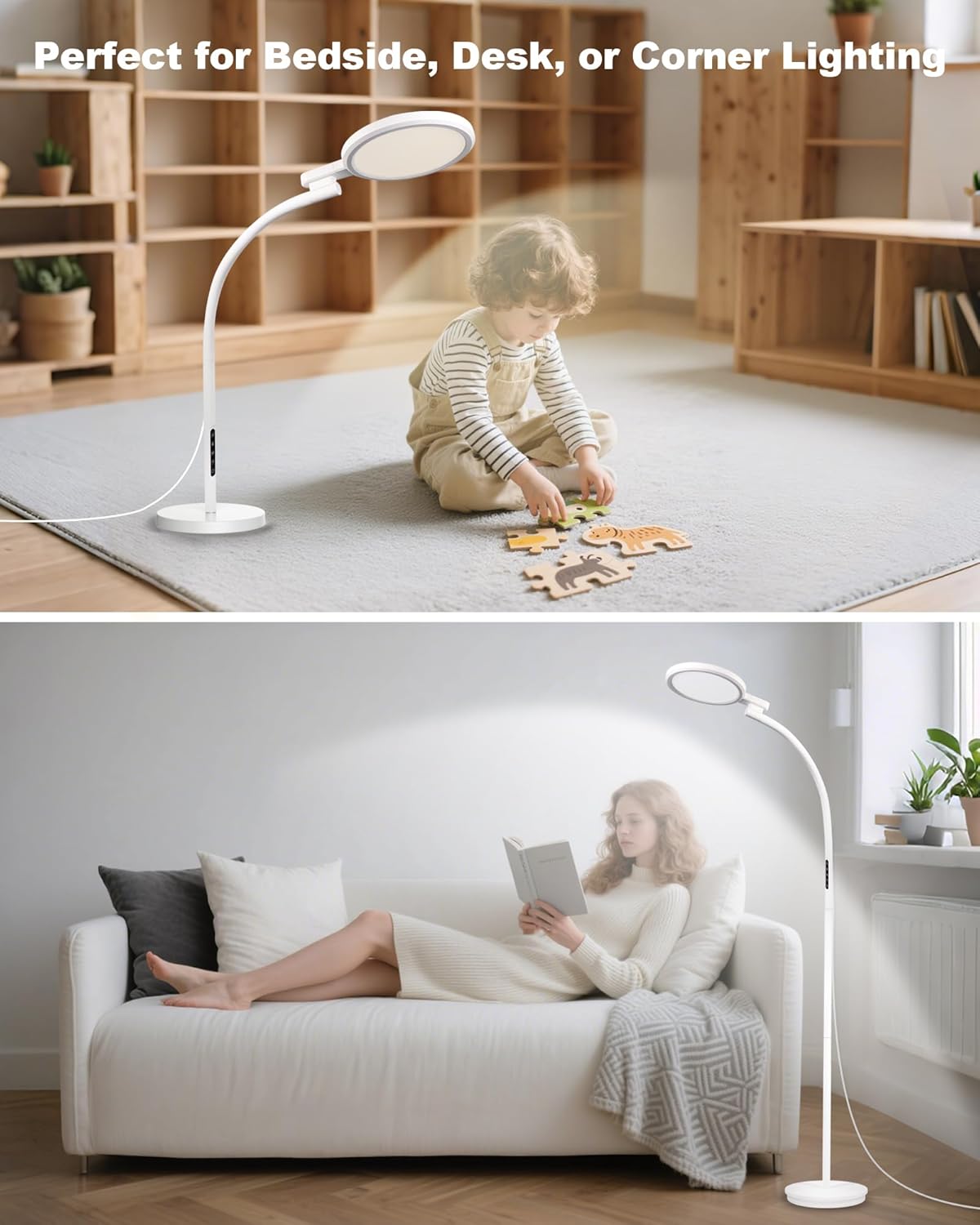 Aoife 670nm Red Light Floor Lamp for Sleep, Adjustable Red Night Light Therapy Bedside Lamp with Remote, Touch Control, 6 Scene Modes & 10 Brightness Levels, Remote Control Needs Pairing
