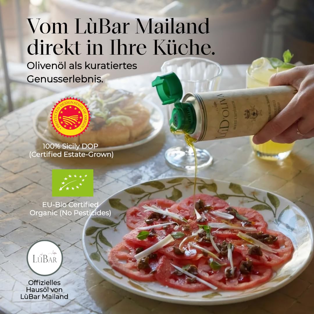 LùD'oliva Bio Natives Olivenöl Extra Vergine – 250ml DOP Sizilien, Italien – Moresca Biancolilla Olivenöl Kaltgepresst