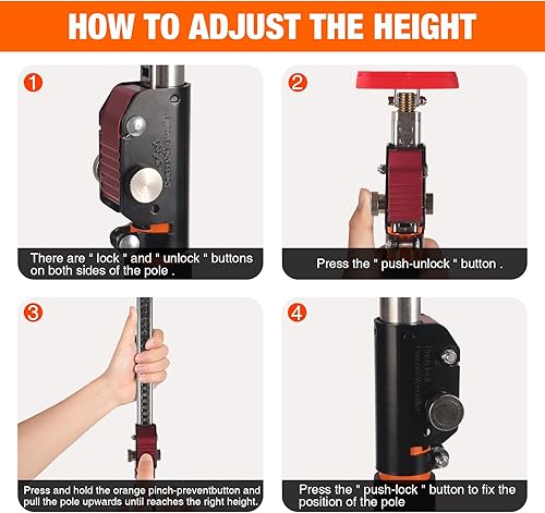 Miniatura 5 de Gatos de gabinete, poste de soporte ajustable, herramienta de tercera mano, se extiende de 35-63 pulgadas (90-160cm), capacidad de 150 libras  Todo