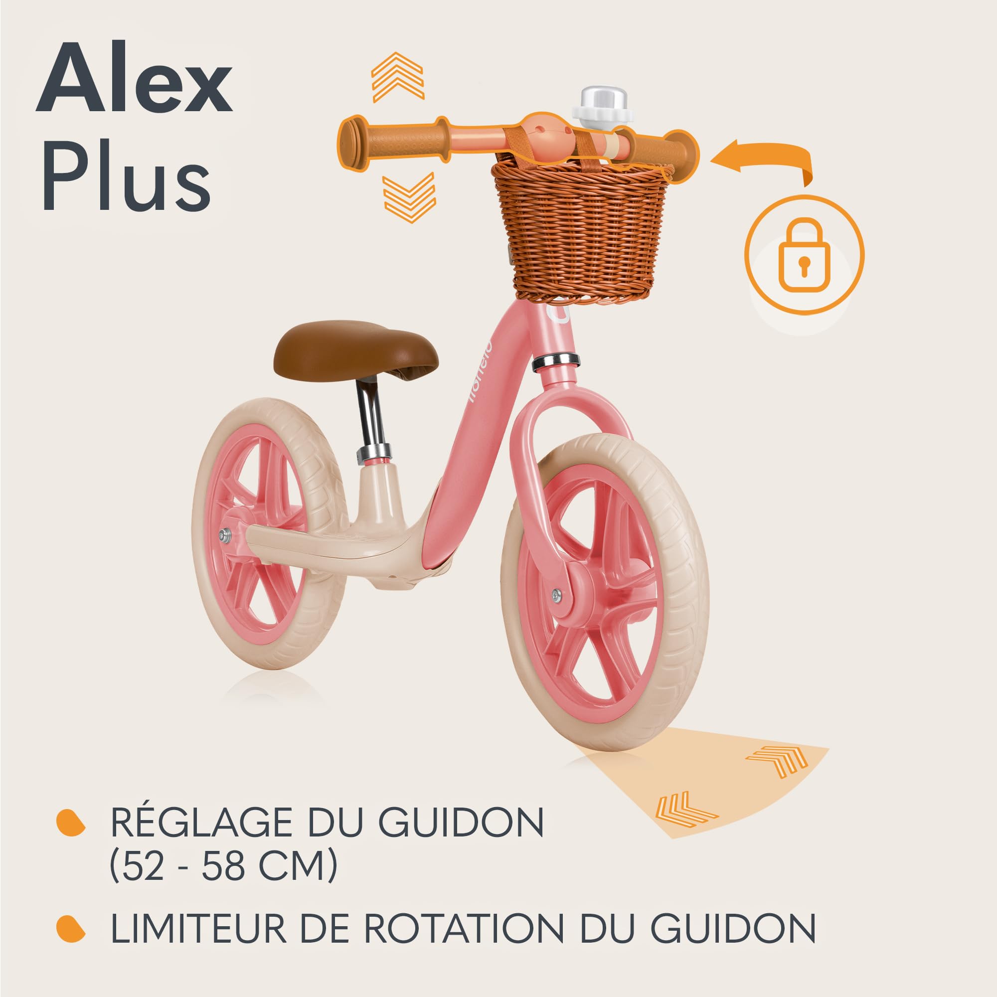 LIONELO ALEX PLUS Bicicleta sin Pedales para Niños hasta 30 kg, a partir de 3 años, Ruedas de Espuma EVA 30,5 cm, Reposapiés Cesta y Ajuste del Asiento y Manillar, Manija Antideslizante, Ligera 3,4 kg