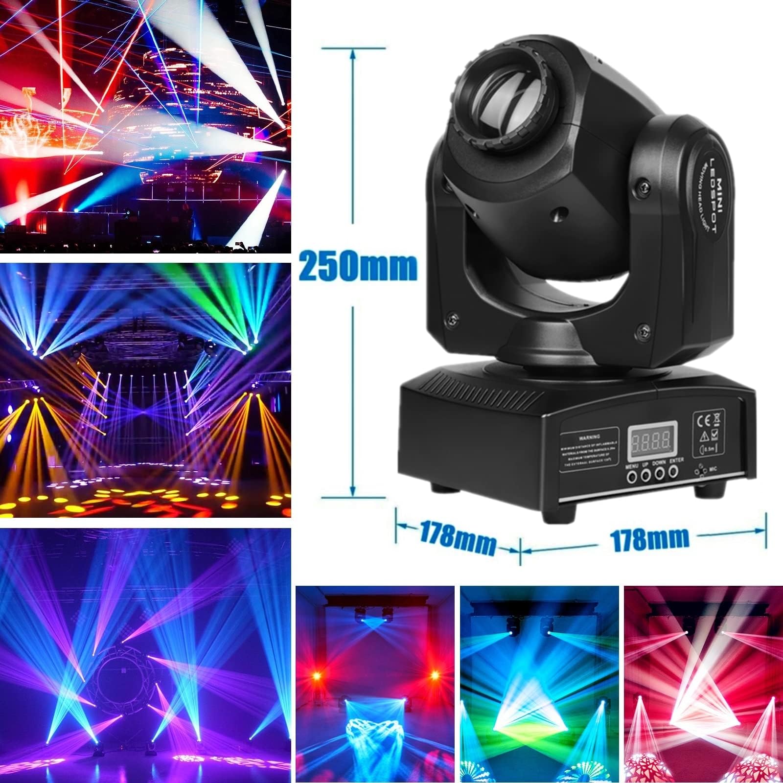 HOLDLAMP Éclairage de Scène LED Moving Head Lampe RGBW dmx512 uminaires à Tête Rotative Effet 8 Motifs Effet Lumineux pour Fête Bar Halloween Noël Mariage Disco DJ