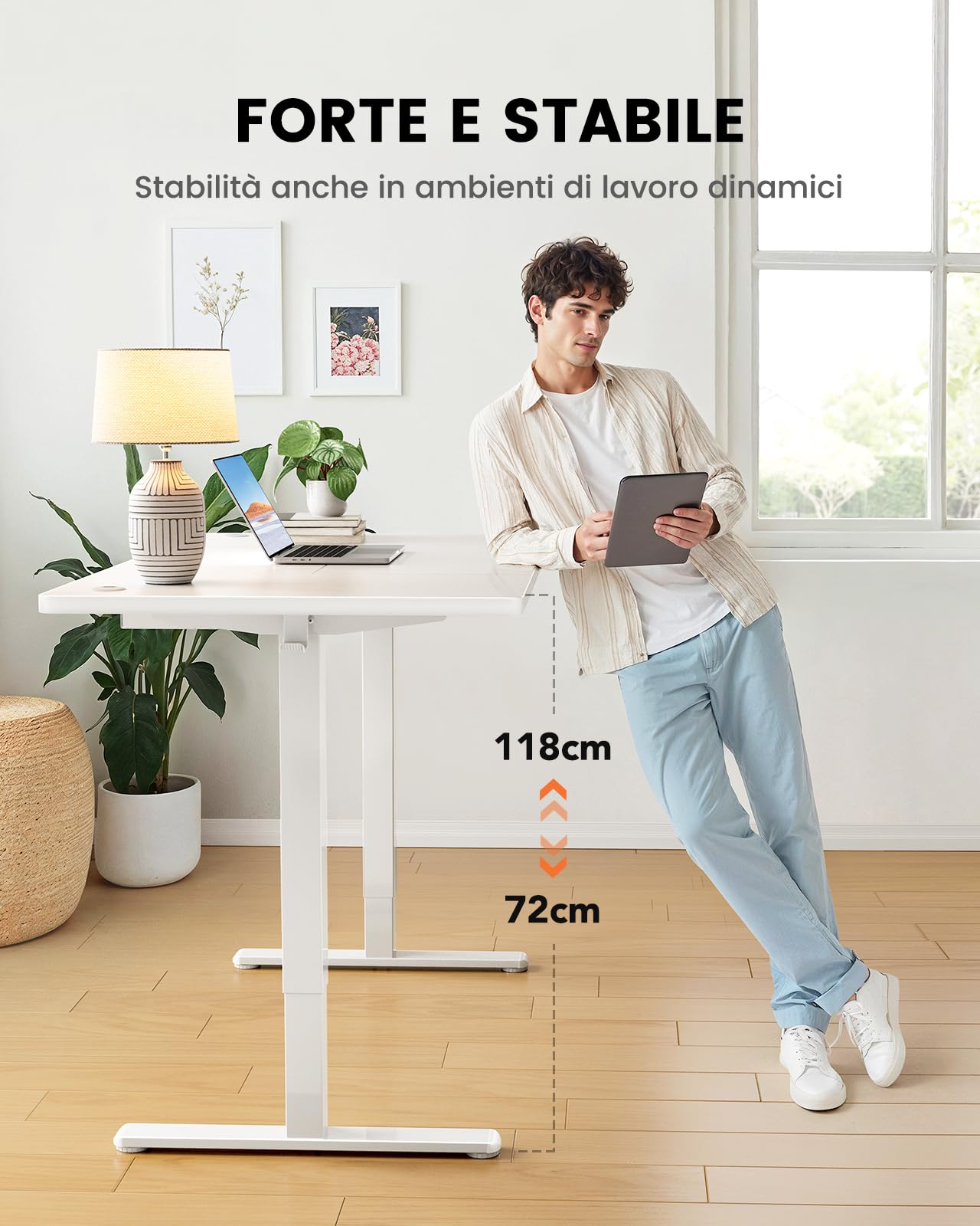 ErGear Scrivania elettrica regolabile in altezza, 120 x 80 cm, portata 100 kg, con motore senza spazzole avanzato, funzione silenziosa, robusto telaio in metallo