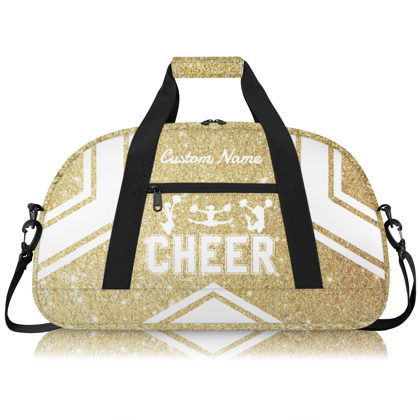Personalised Cheerleading Duffel Bag for Girls | Custom Name Waterproof Sports Bag for Cheer, Gym & Travel | Cheerleader Team Gifts Bag with Adjustable Shouler Strap, Cheer Gold Glitter 3