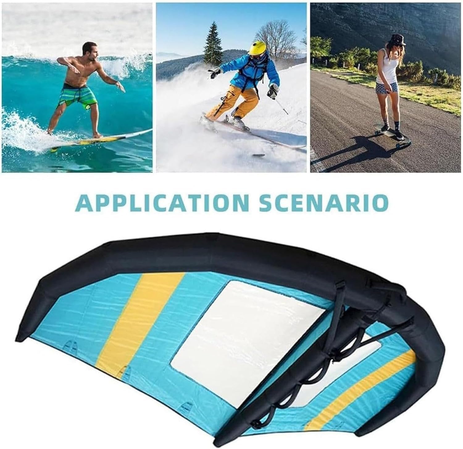 Aufblasbarer Windsurfflügel, Tragbarer Kitesurf-foil Mit Sichtfenster, Ideal Für Wasserspiele, Handlicher Wingsurfer Für Abenteuer Und Spaß One Color 5m³