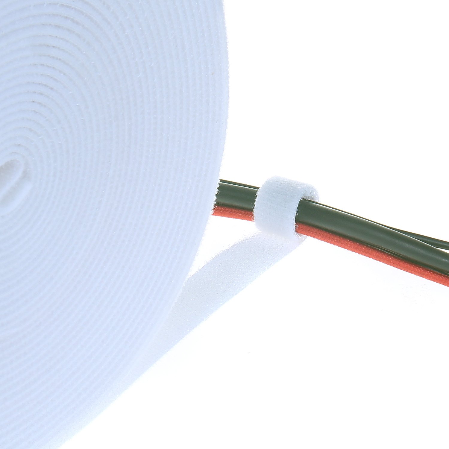 TUKA 10 m x 20mm Organizador de Cables, Cinta de Gancho y Bucle Sujeta Cables, Recortable Cinta adhesiva Cable Manguera, Hook & Loop Organizar Cables, Reutilizable | Ajustable, blanco TKB5012 white