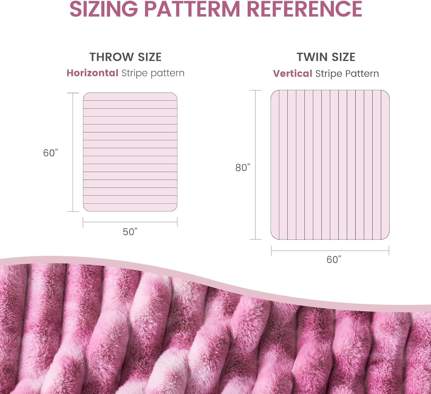 Cozy Bliss Faux Fur Throw Blanket for Couch, Cozy Warm Plush Striped Blanket for Sofa Bedroom Living Room, 50 * 60 Inches Tie-dye Pink - Image 9