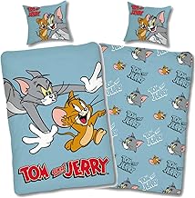 Tom and Jerry Bed Linen Tom & Jerry 135 x 200 cm 80 x 80 cm Pillowcase Cotton Children's Bedding Set Reversible Motif Oeko-Tex Standard German Dealer