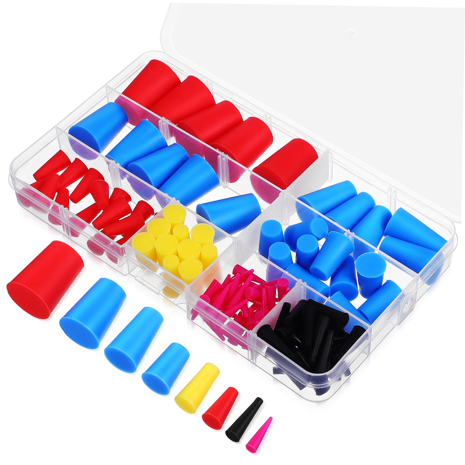 OSOLADY 110pcs Silicone Rubber Cone Plug Silicone Stoppers Sealing Stopper Test Tube Plugs Powder Coating Plugs Bottle Sealer Bottle Stoppers for Glass Bottles Test Tube Stopper