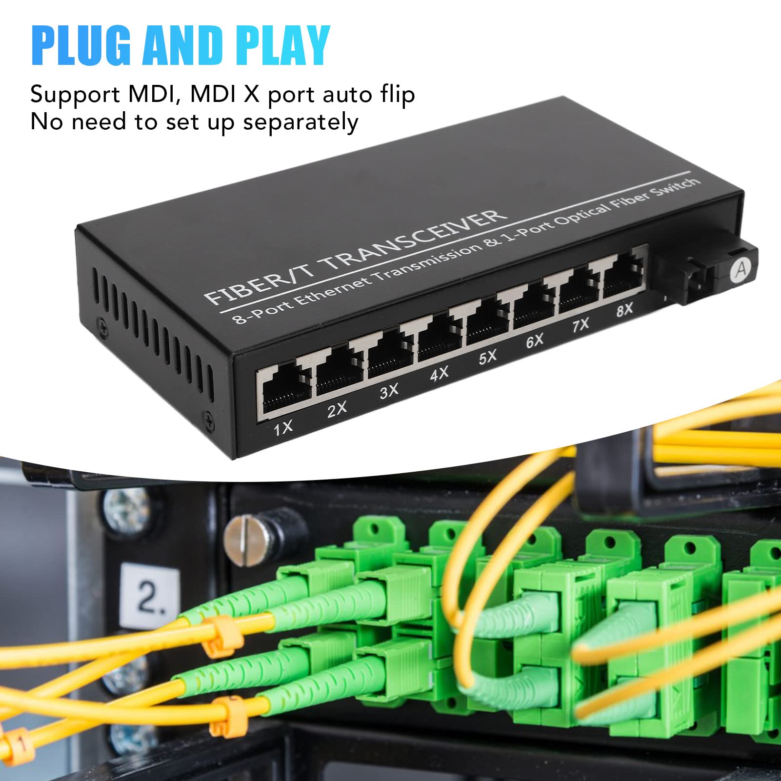 Transceiver światłowodowy Ethernet dla Szybkiej Sieci Ethernet, Pełne Negocjacje Auto Duplex, Idealne do Użytku Przemysłowego (wtyczka UE)