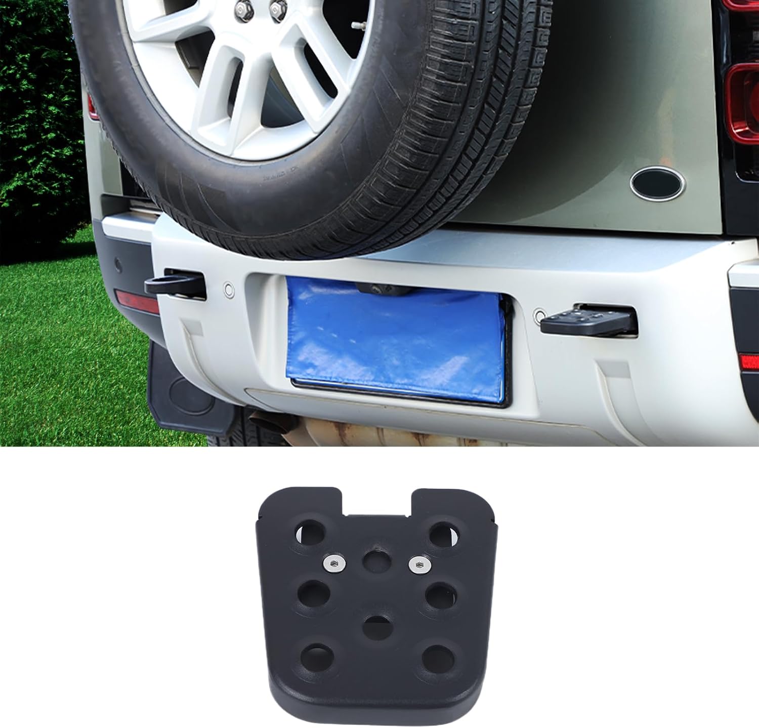 Rear Bumper Trailer Ring Pedal Footrest Compatible with Land Rover Defender 90 110 130 2020-2025 Accessories, Rear Bumper Tow Towing Hook Pedal Footrest Steps