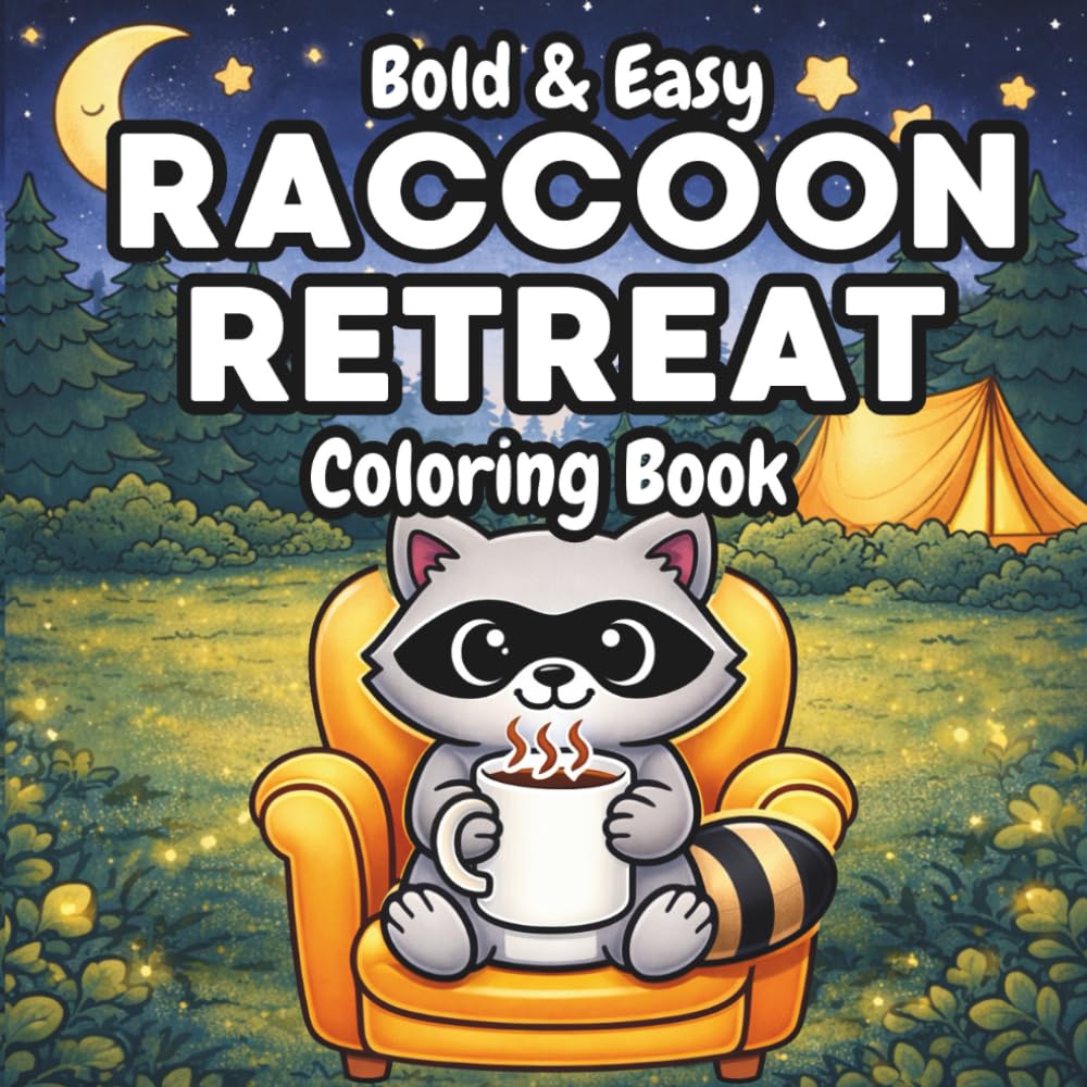 Raccoon Retreat Coloring Book: 50 Bold and Easy Woodland Animal Coloring Pages for Relaxation (Bold & Easy Cozy Coloring Books)