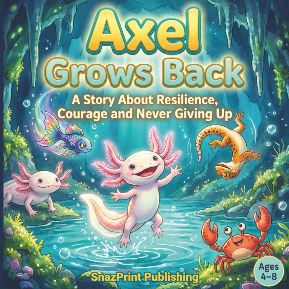 Axel Grows Back: A Story About Resilience, Courage and Never Giving Up: A Funny Axolotl Picture Book for Kids Ages 4-8 A Heartwarming Bedtime ... Axolotl Facts, And Axolotl Activity Pages