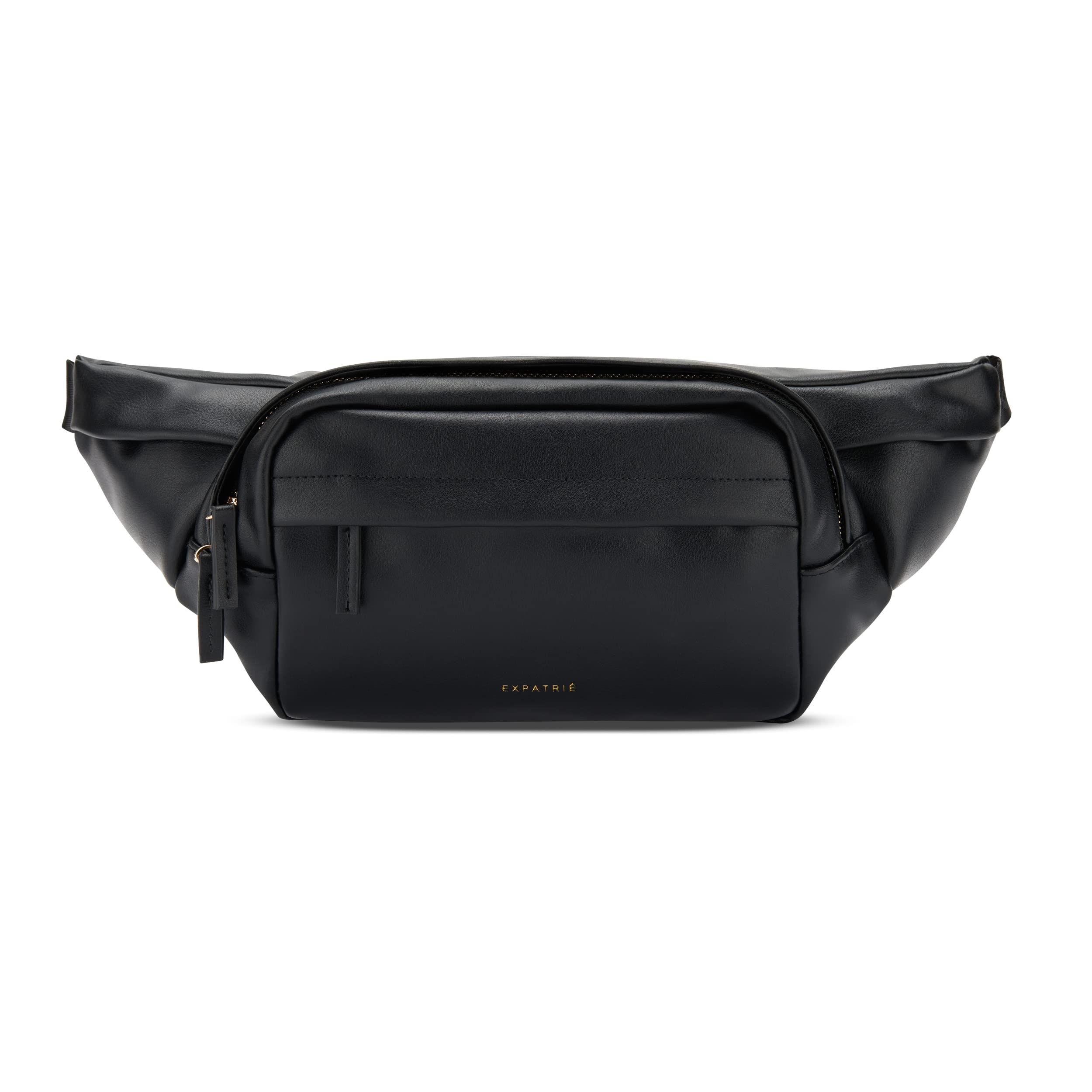 Expatrié Bauchtasche Damen Schwarz - Justine - Brusttasche für Reise, Festival & Sport - Stylische Bumbag aus PU Kunstleder - Wasserabweisend