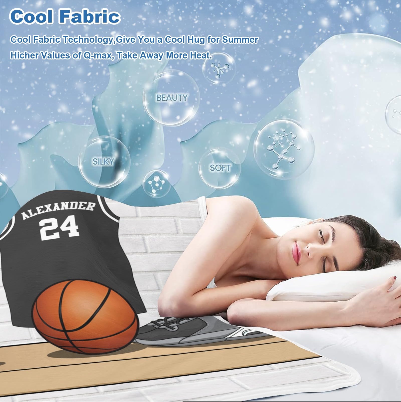 Personalized Gift Sport Basketball Jersey Grey Lightweight Throw for Office Chair, Gifts for Boys Teens,40x50Inch