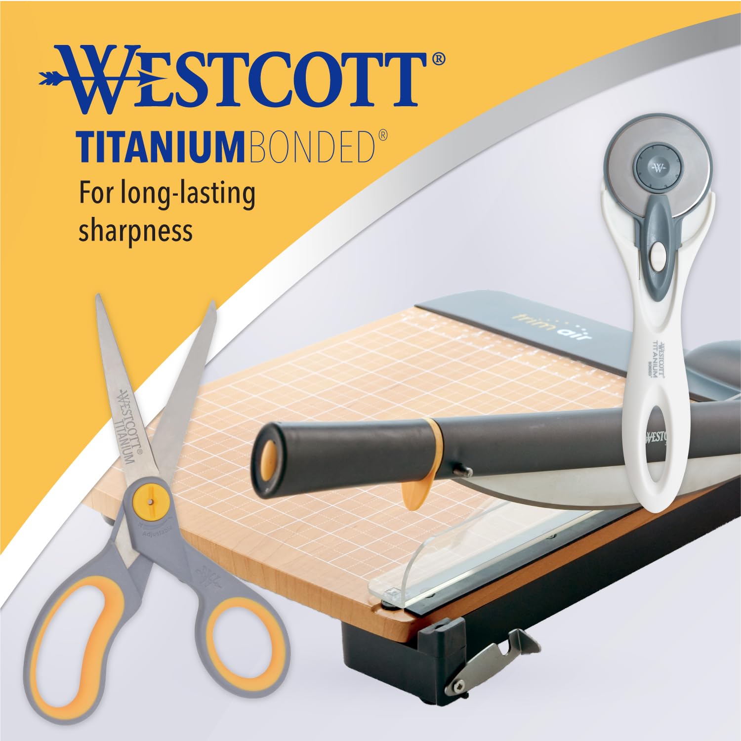 Westcott 13901 20,3 cm Titan-Schere für Büro und Zuhause, gelb/grau, 2 Stück