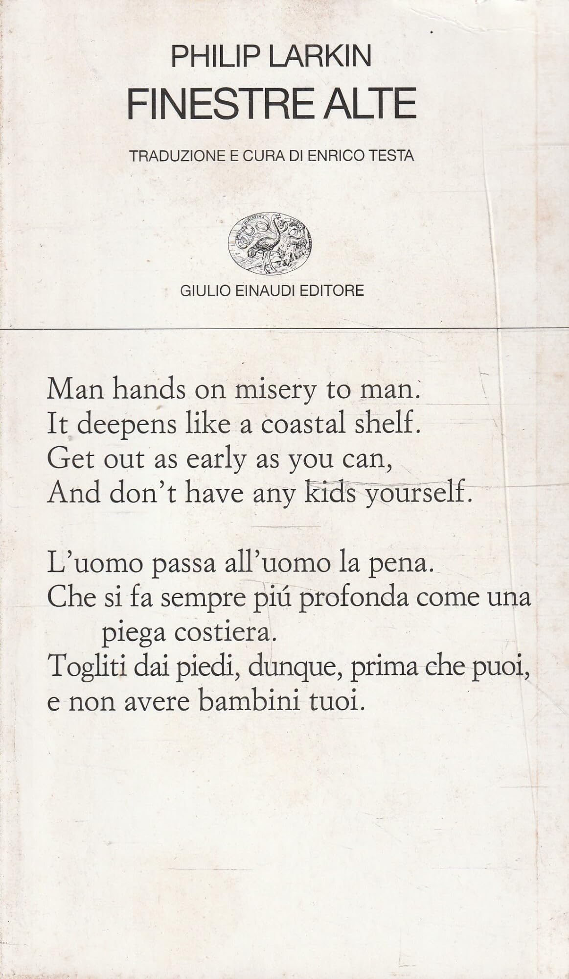 Finestre alte. Testo inglese a fronte