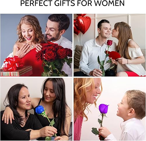 Miniatura 8 de Yamonic Regalos de cumpleaños para mujeres, flores reales preservadas con collar de corazón, regalos para mamá, abuela, ella, hija, esposa, novia,