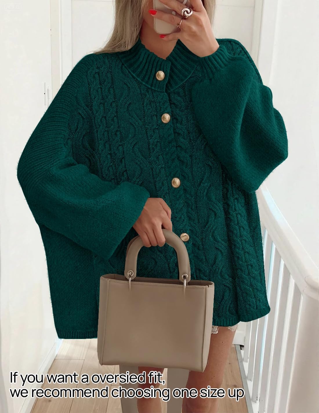 ZESICA Women's Fall 2026 Cardigan Sweaters Long Sleeve Button Down Oversized Soft Knit Winter Coats Trendy Outerwear - Image 2