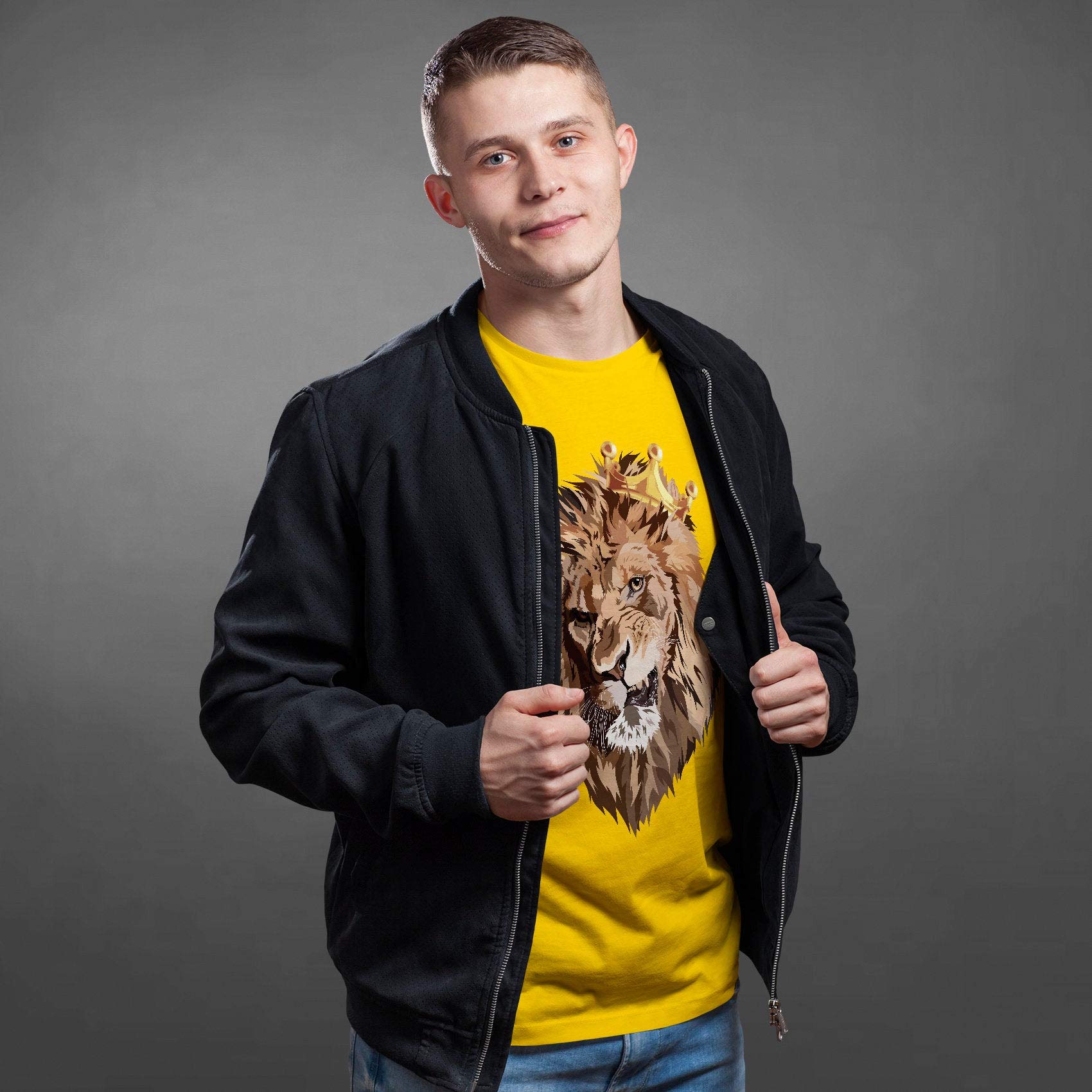 Camiseta del Rey León - Divertida camiseta de cabeza de animal de la naturaleza para hombres - Regalo de moda para amantes de los leones, camiseta personalizada unisex - Arte facial novedoso, rosso, L