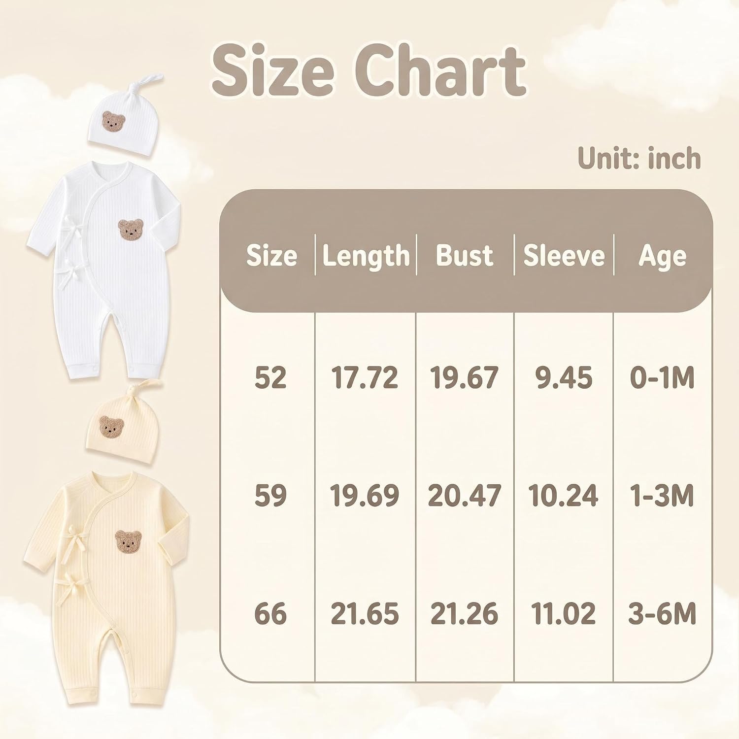 2-Pack 100% Cotton Newborn Baby Clothes Set - Side Kimono Romper with Hat, Essential Coming Home Outfit for Boy Girl