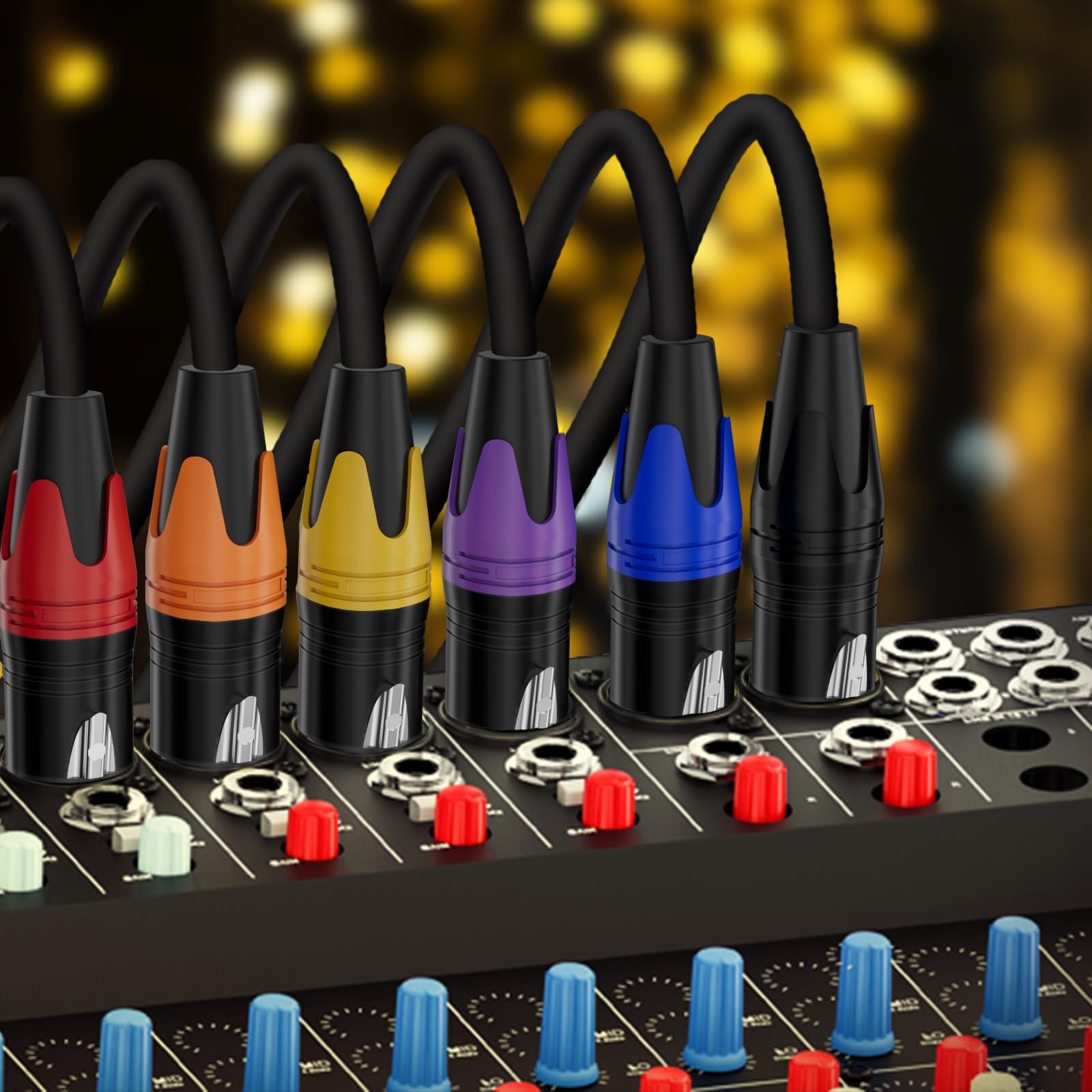 Juego de 2 cables XLR de 7,6 m, chapado en oro, cable de micrófono macho a hembra de 3 pines, compatible con micrófonos, sistemas de altavoces, luz de escena y más