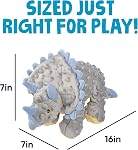 GoDog SGD770795 Frills The Triceratops Dog Toy with Chew Guard, Gray