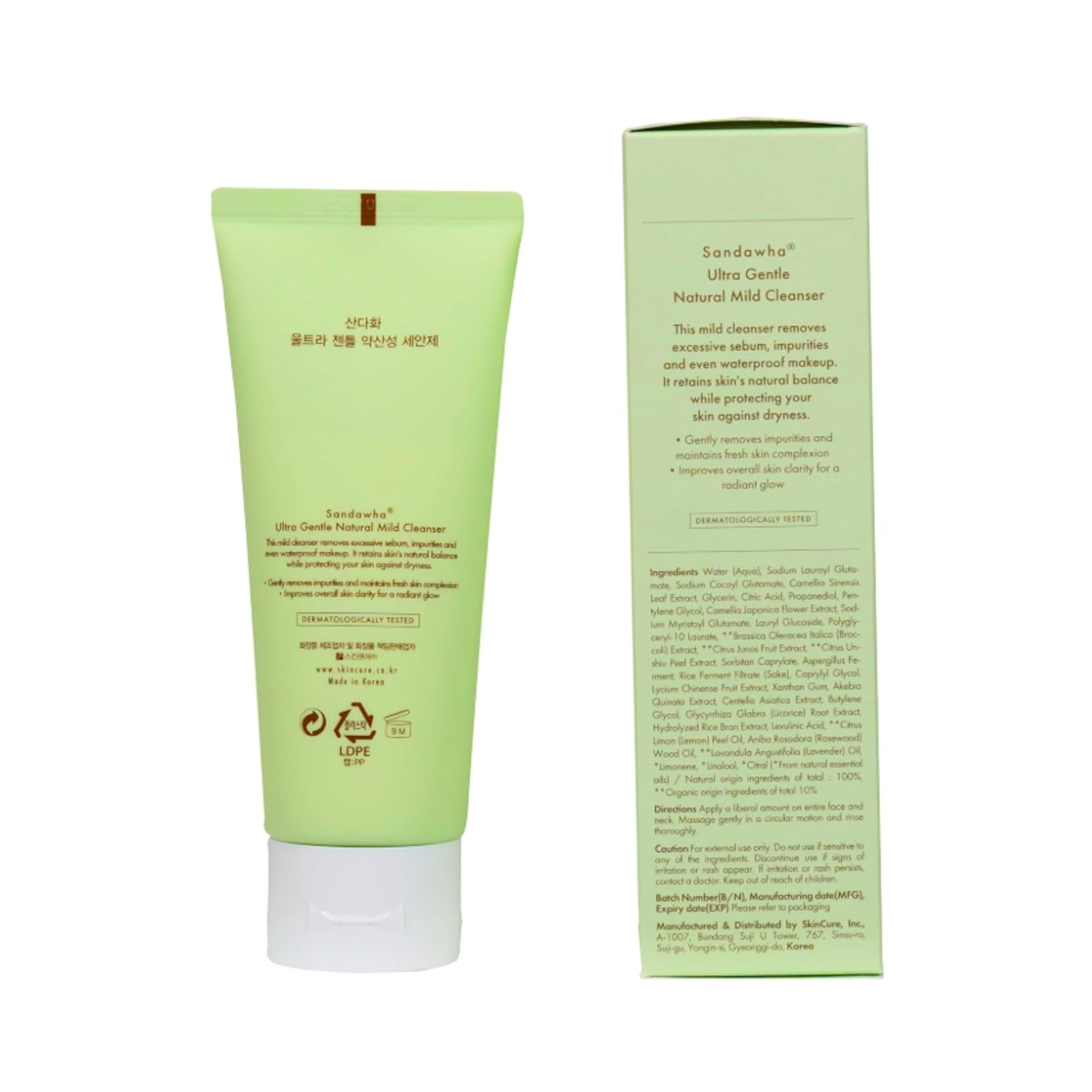 SanDaWha SKINCURE Ultra Gentle Natural Mild Cleanser - Korean Skincare Vegan Face Wash with Jeju Camellia, pH-Balanced & Soothing for Dry & Sensitive Skin, 3.53 oz. - Image 2