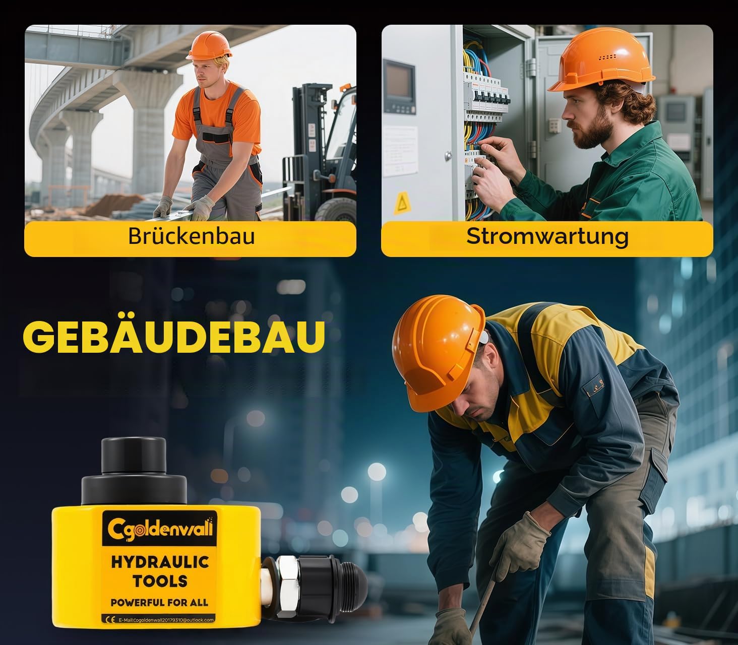 CGOLDENWALL Hydraulikzylinder 20T Professioneller Zweiteiliger, Ultradünner Leicht, Gesamthub 30mm für Gebäude und Brücken (DFPY-20T)