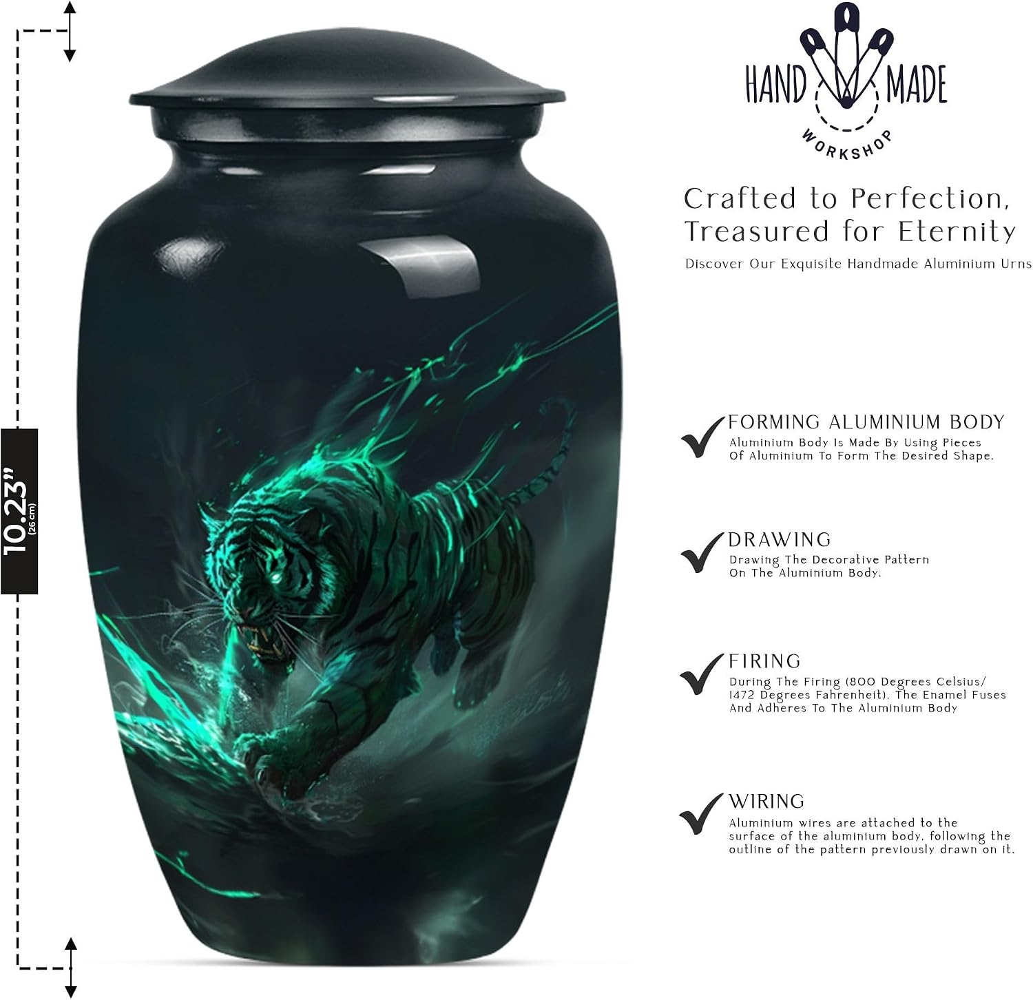 Tiger Urns for Human Ashes Adult - Urn for Ashes for Women - Ash Urns for Humans - Cremation Urns for Adults - Funeral Urns for Adult Ashes Women - Memorial Urn (10 inch Pack of 1)