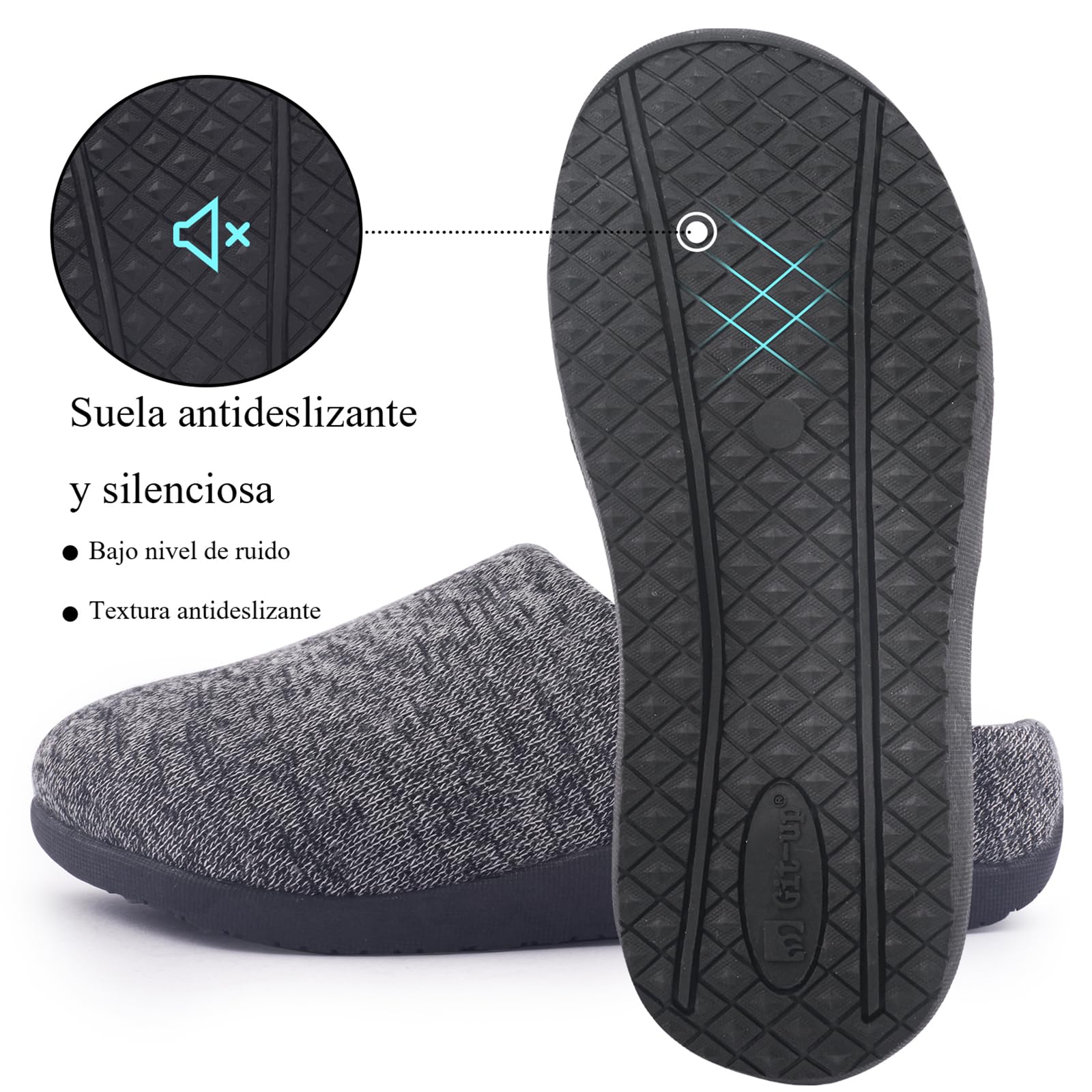 Git-up Zapatillas Ortopédicas para Mujeres y Hombres Zapatos de casa de Soporte para el Arco Suela de Goma Antideslizante, pies planos, fascitis plantar, dolor de pies