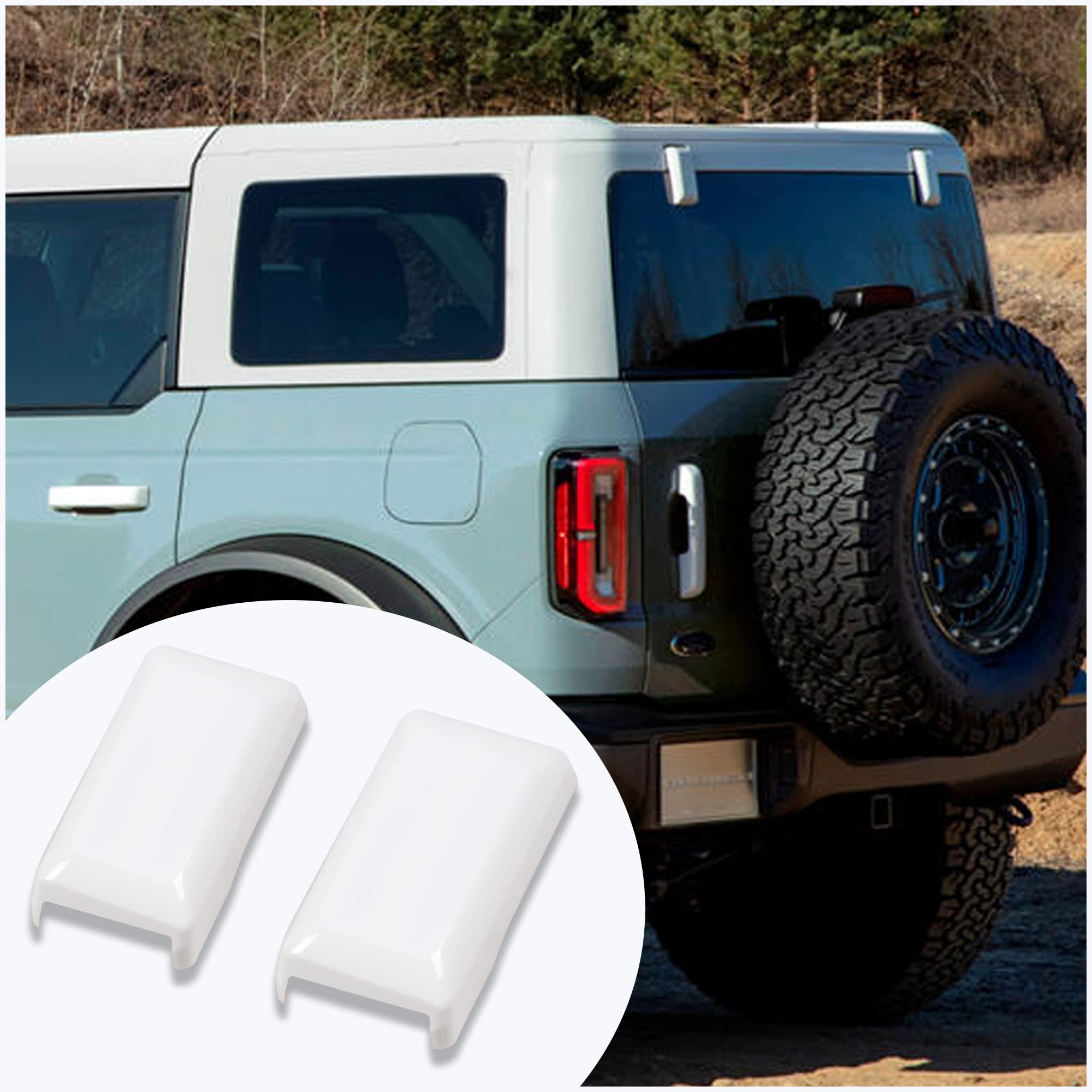 Tailgate Hinge Cover Rear Upper Glass Door Liftgate Hinge Cover Trim for Ford Bronco Accessories 2021 2022 2023 2024 2025 2 Door 4 Door,White