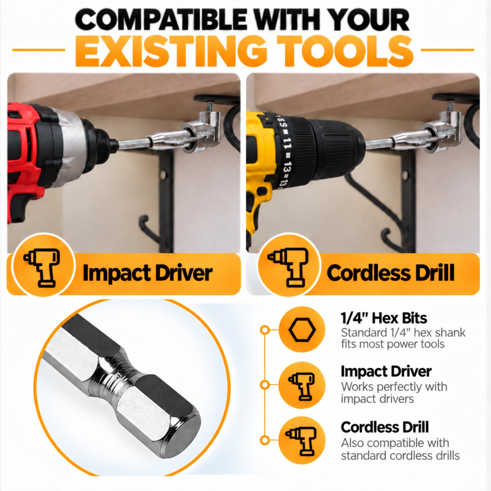 Guyuyii 3-in-1 Drill Attachment Kit - Tight Space Access -4
