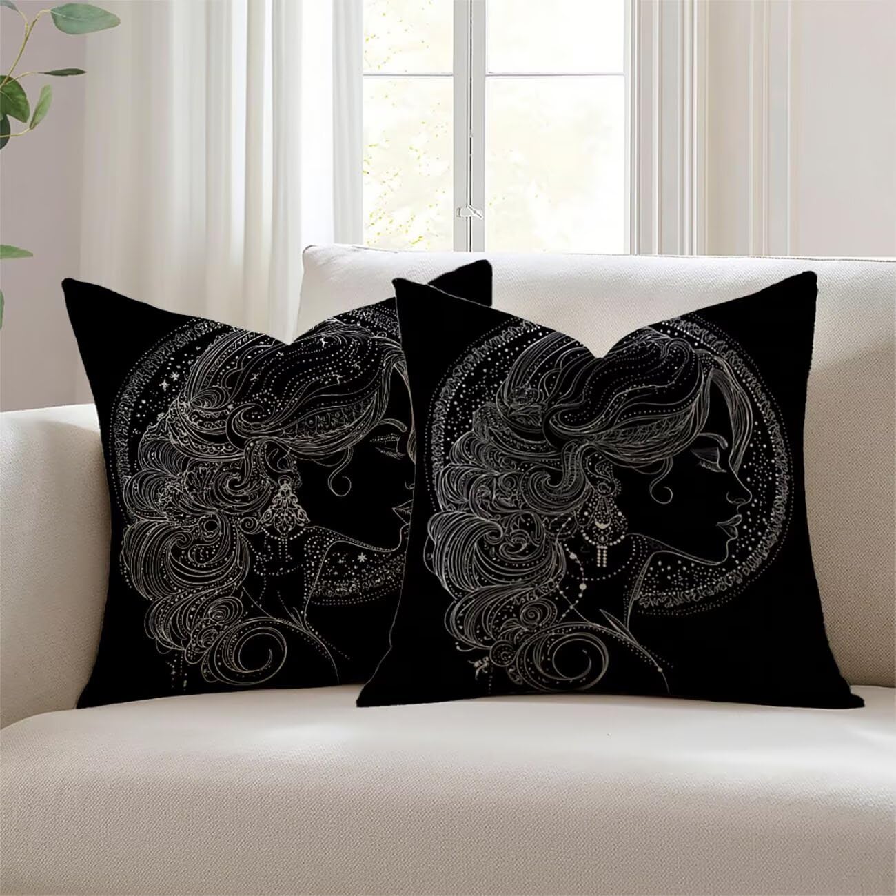 Housses de coussin canapé 60x60cm noir imperméable housse coussin extérieur salon de jardin