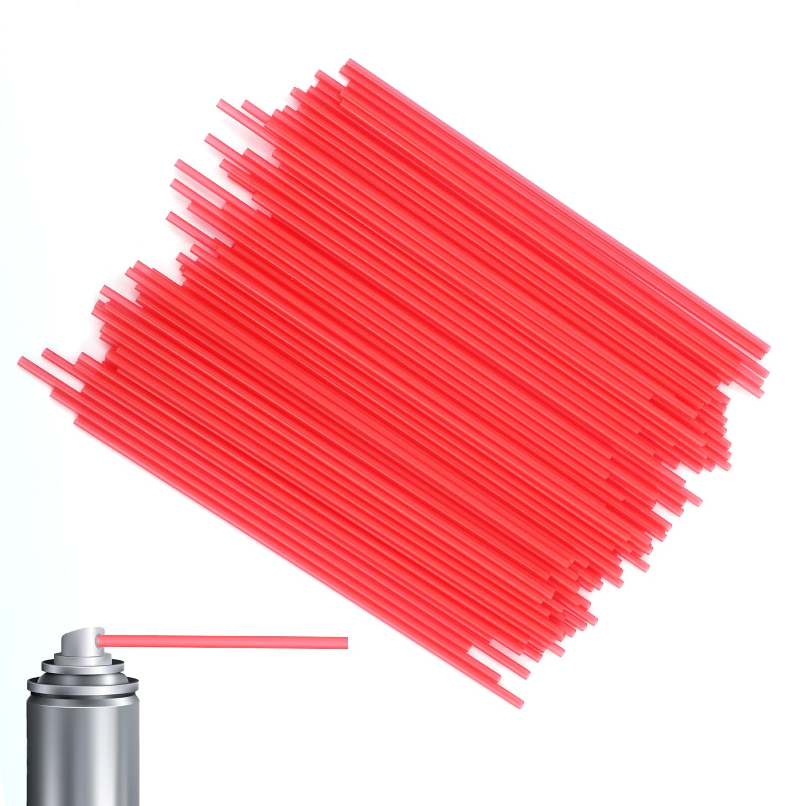 100 Pailles De Remplacement Pour Aérosol - 12 Cm - Flexibles Et Robuste - Rouge