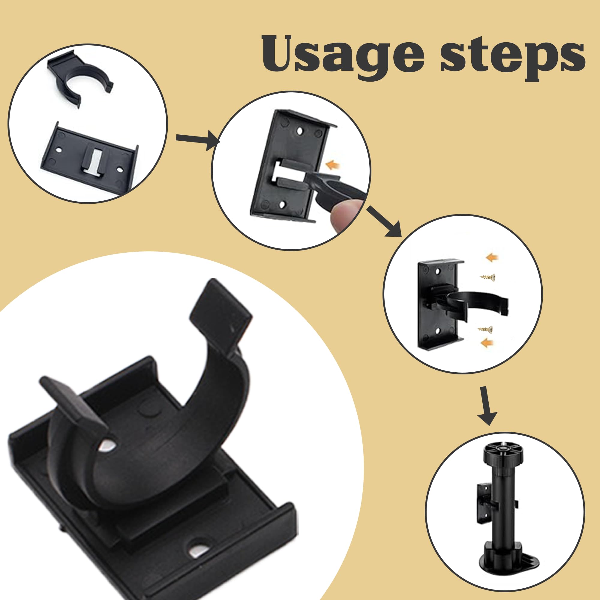 12Pcs Plinth Clips, Black Kitchen Plinth Clips with 24 Screws, Cabinet Plinth Clips Bracket - Image 3