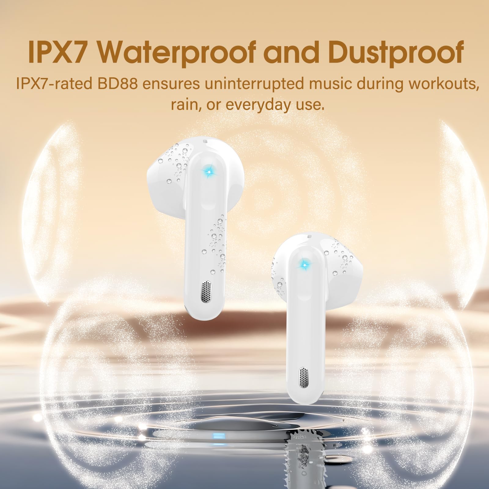 2026 Cuffie Bluetooth 5.4, Auricolari Bluetooth 45Ore, Cuffie Wireless In Ear HiFi Stereo cor LED Display, Cuffie Senza Fili Cancellazione Rumore, Cuffiette Sport IP7 Impermeabili, Headphones Bianco