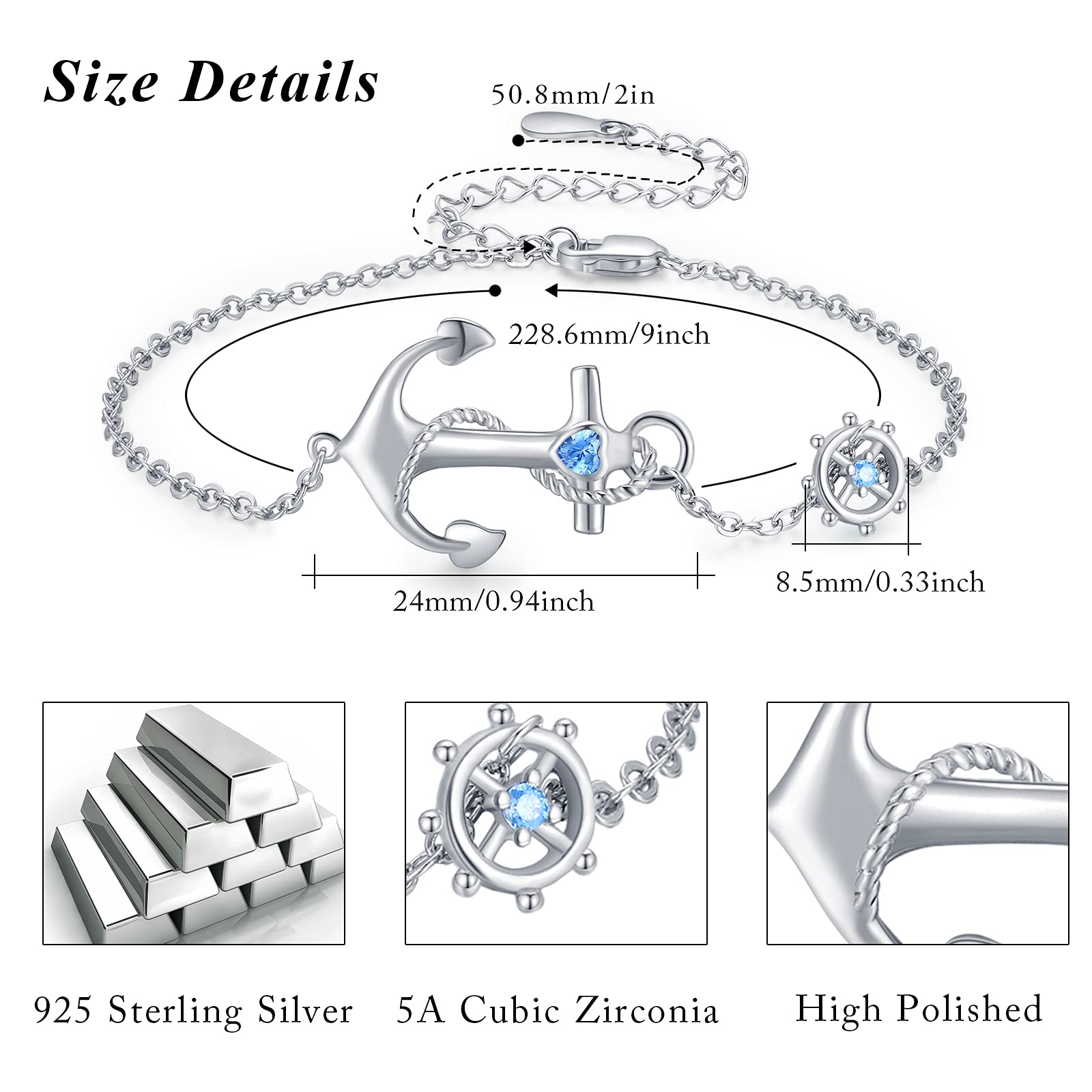 OHAYOO Ancora Cavigliera in argento Sterling 925 Ancora Cavigliera Nautica Gioielli Ancoraggio Regalo per le Donne Migliore Amica