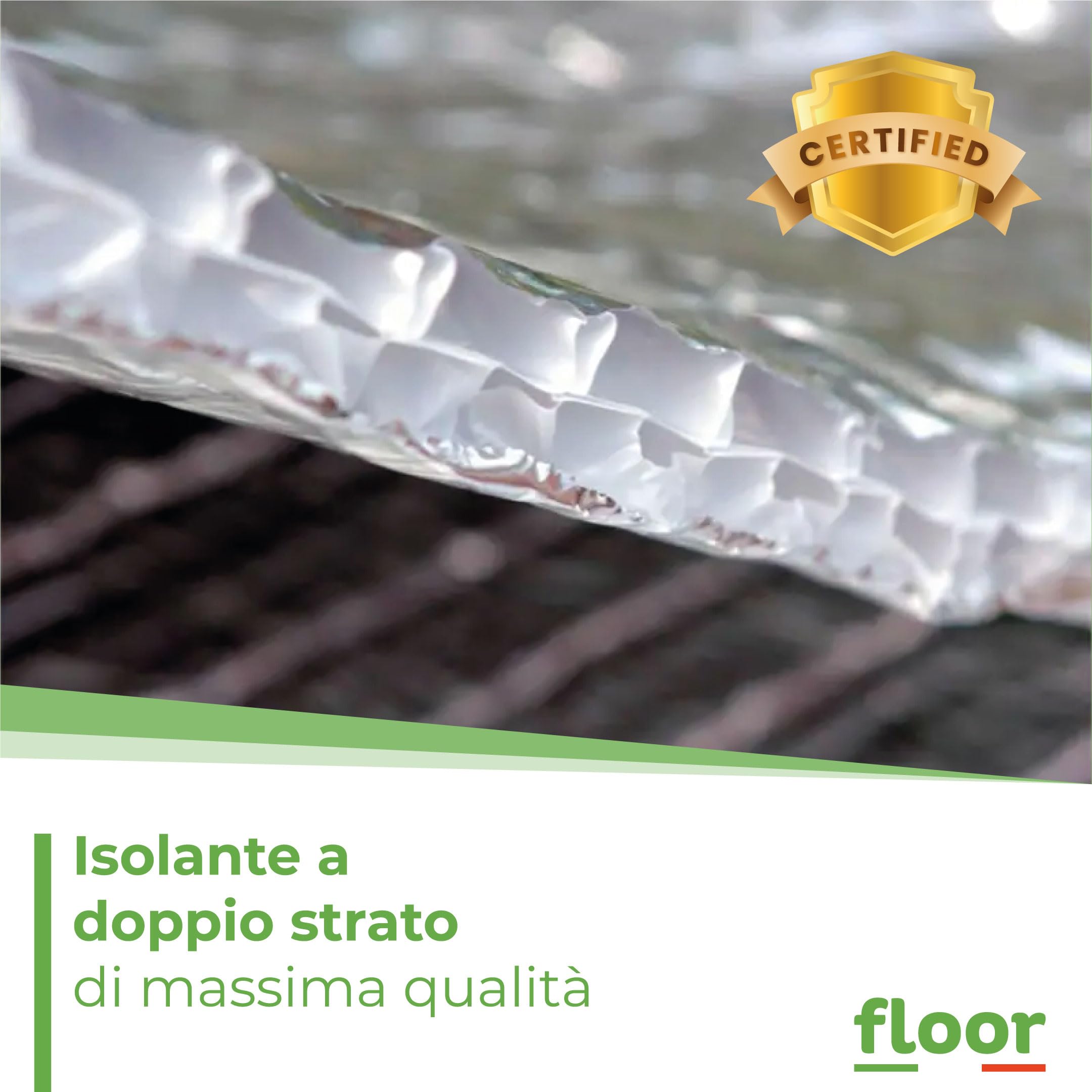 FLOOR SYSTEMS Pannelli Termoriflettenti per Termosifoni a Doppio Strato Isolante - 10m x 60cm - Isolante Termico Riflettente per Caloriferi, Camping, Automobili - Protegge da Freddo, Caldo e Luce