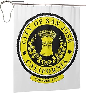 Seal of San José, California Shower Curtain for Bathroom 72x60 Inches Waterproof Fabric Shower Curtain Premium Bathroom Accessories Heat Resistance