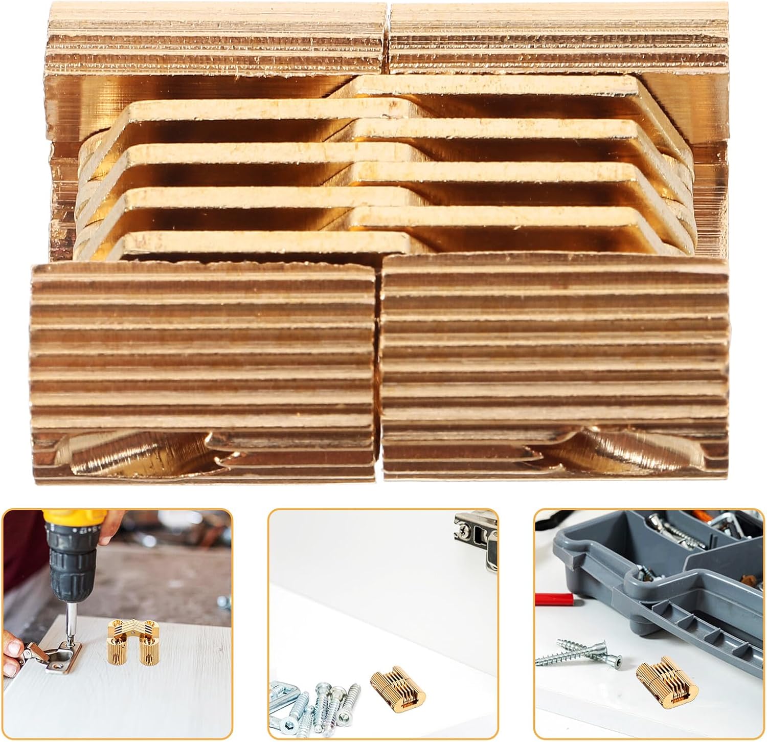 Copper Hidden Hinges for Small Cabinets, Vintage One-piece Design