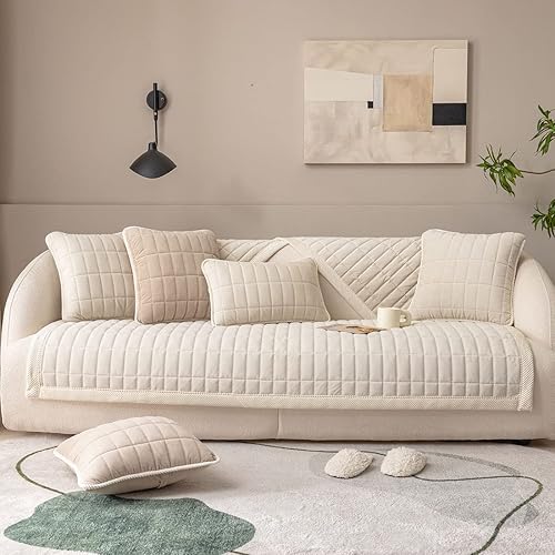 Miniatura 2 de vctops Funda acolchada de felpa de terciopelo para sofá, súper suave, antideslizante, funda para sofá seccional, protector de muebles para perros,