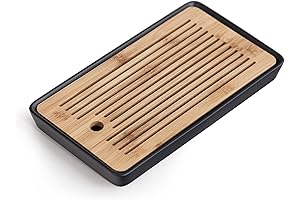 Ceramic and Double-Layer Bamboo Small Tea Tray