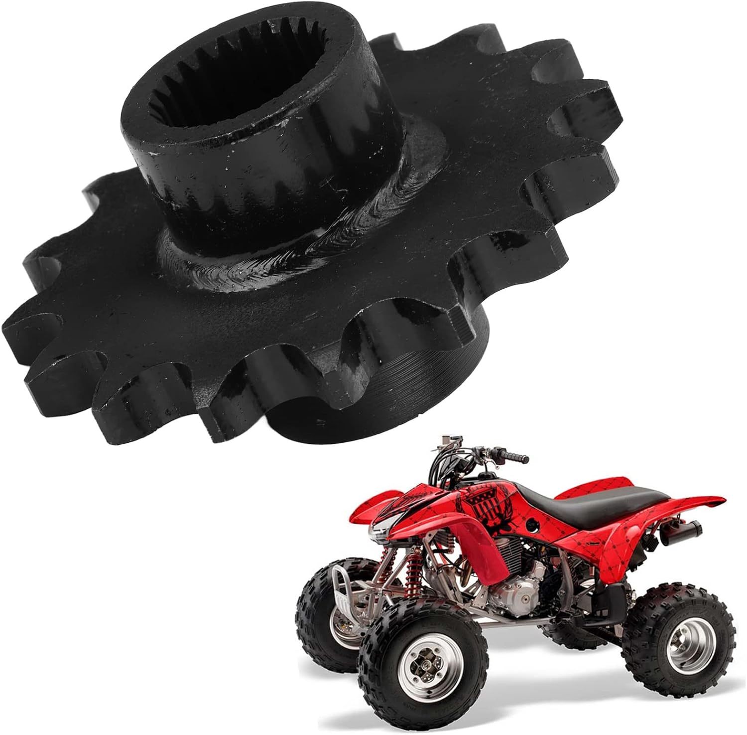 530 Chain 16T Front Sprocket, Front Sprocket, Black Steel Pinion High Strength Part for Gy6 150cc‑200cc ATV Quad Go Kart