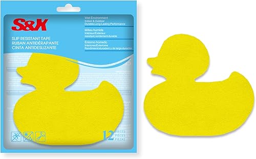 S&X Calcomanías antideslizantes para bañera para niños, paquete de 12 calcomanías antideslizantes para suelo de ducha de pato de dibujos animados,