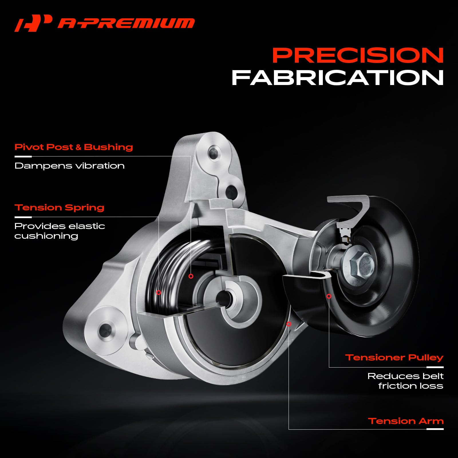 Gruppo tendicinghia A-Premium compatibile con Chevy Impala 06-11 Malibu 07-10 (06-09) Pontiac G6 06-10 Montana 2006-2009