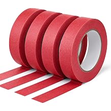 NEOACT 4 Pack Red Painters Tape 1 inch Wide, Multi-Surface No Residue Masking Tape for Walls, Painting, Labeling, DIY Crafting, Decoration, Art Projects360FT Total