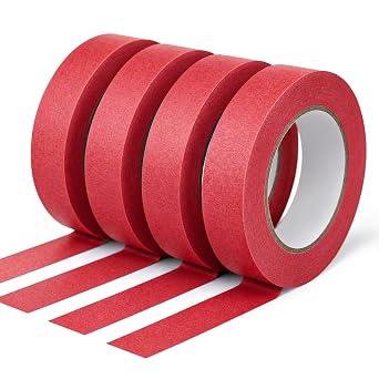 NEOACT 4 Pack Red Painters Tape 1 inch Wide, Multi-Surface No Residue Masking Tape for Walls, Painting, Labeling, DIY Crafting, Decoration, Art Projects360FT Total